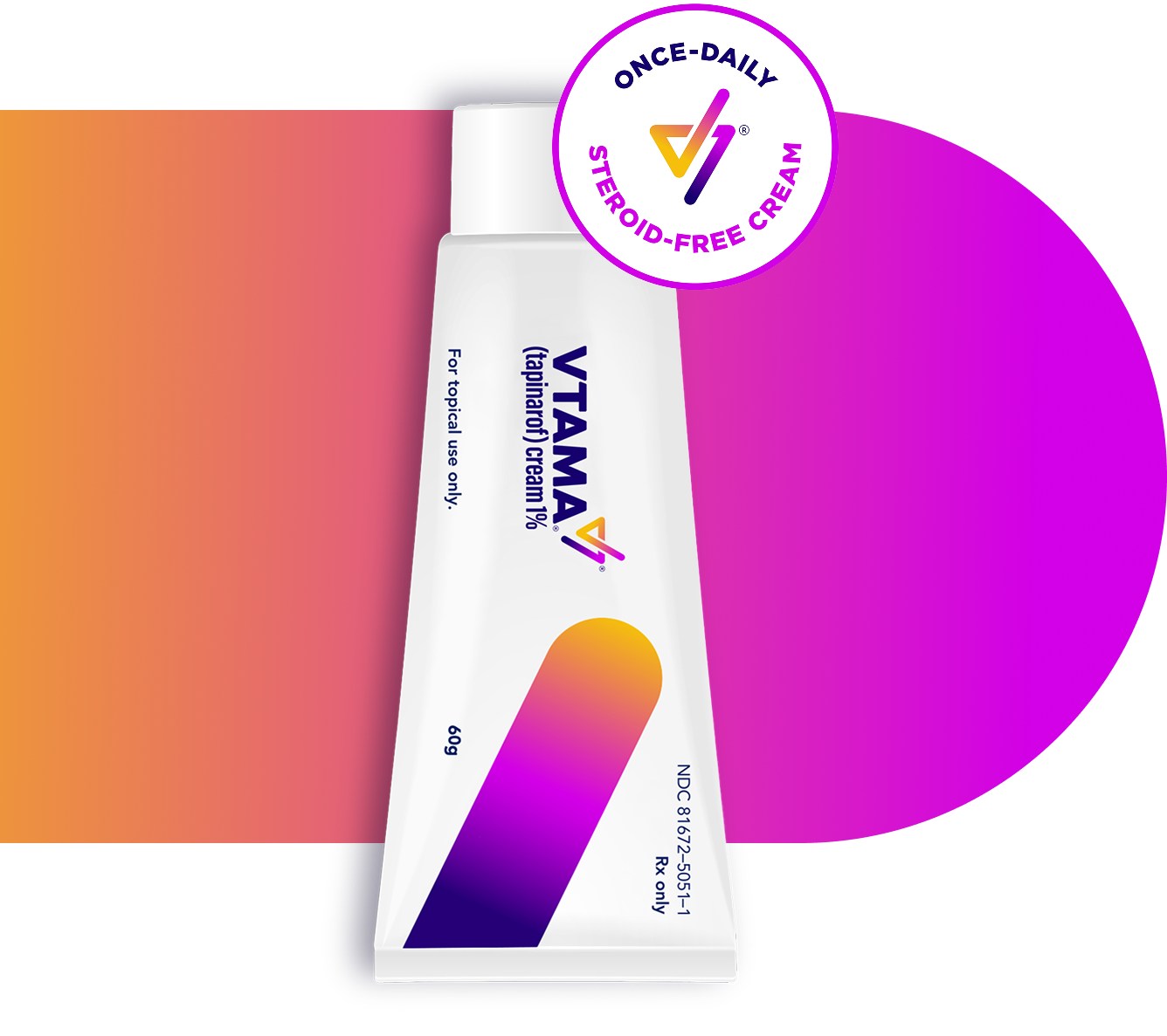 VTAMA cream tube with once-daily steroid-free cream badge